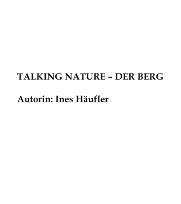 Cover "Talking Nature - Der Berg"
